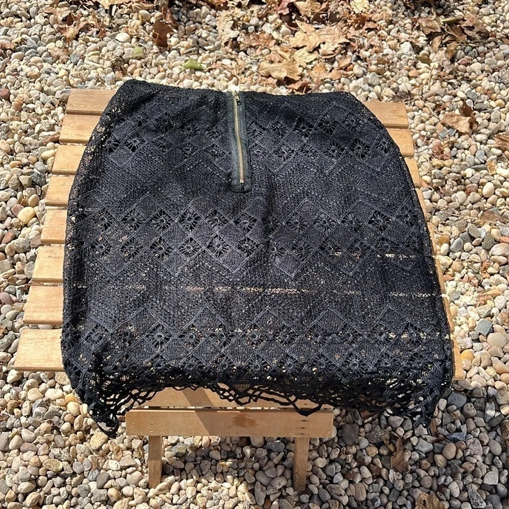 Blanc 409 Skirt Crochet Lace Skirt Black